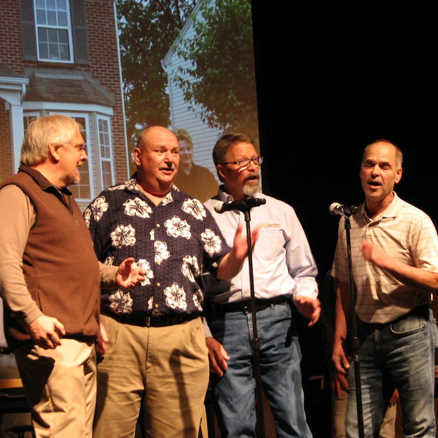 A quartet singing at the La Crosse Coulee Chordsmen - Spring 2022 Concert.